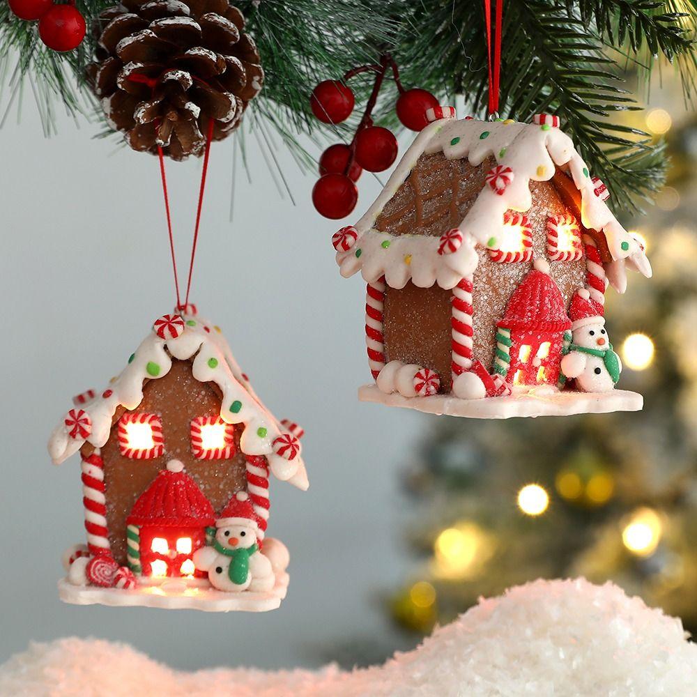 Creative Small House Pendant Snowman Xmas Tree Decorantions Hanging Ornament New Year Gift
