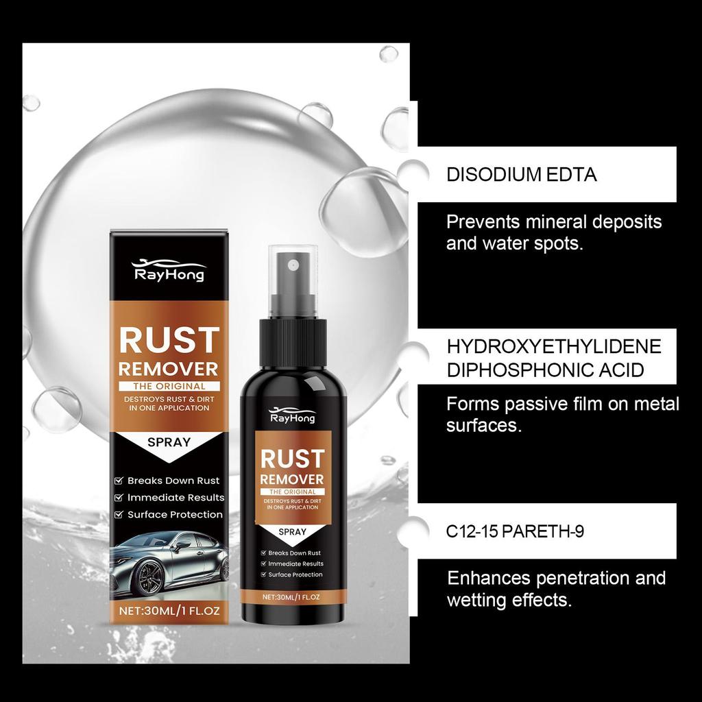 Rayhong Car Rust Remover. Gentle, mild, and effective rust removal and shine restoration for automotive surfaces
