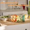 Leakproof Salad Box Plastic Salad Container with Side-opening Cover Portable Breakfast Fruit Storage Box for Picnic Home Office