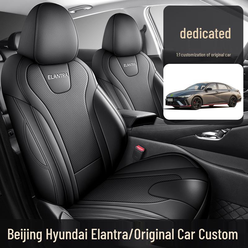 Beijing Elantra Full Leather Car Seat Cushion - All-Season, Five-Seat Model