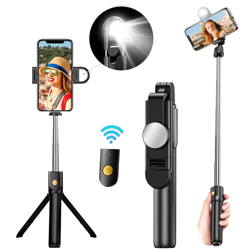 Phone Tripod and Selfie Stick Retractable Phone Tripod Stand Compatible with IOS Android Phone Selfie Stick