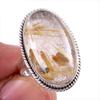 Natural Golden Rutile Gemstone Handmade 925 Solid Silver Jewelry Ring S.6 W2U40