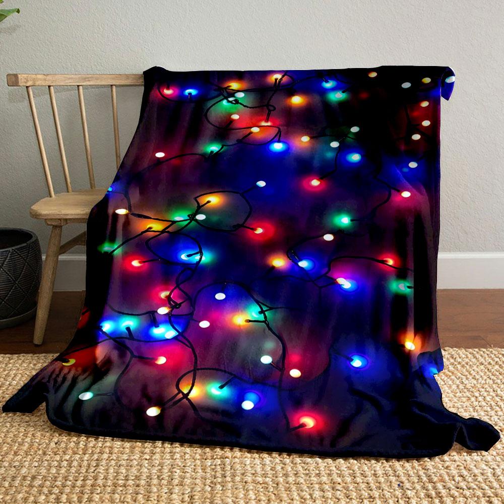 Colorful String Lights Print Blanket bedroom Blanket for Livingroom Couch lunch break Soft throw for Friend's festival Gift
