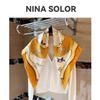 NINA SOLOR Joyful Magpies Silk Twill Scarf