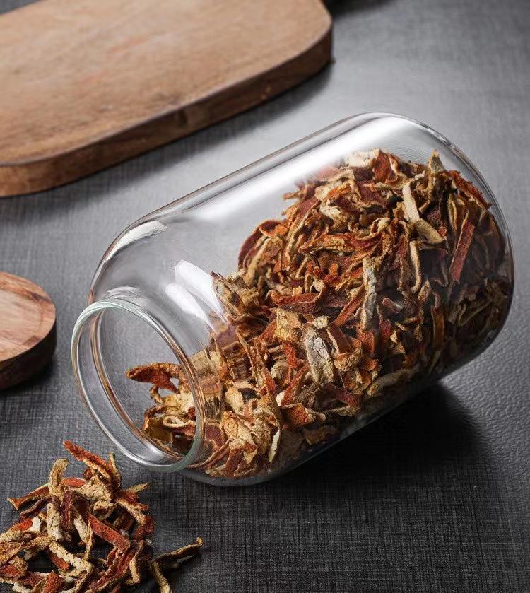 Высококачественная стеклянная банка для хранения сушеной мандариновой цедры - Герметичный контейнер для демонстрации лекарственного сырья