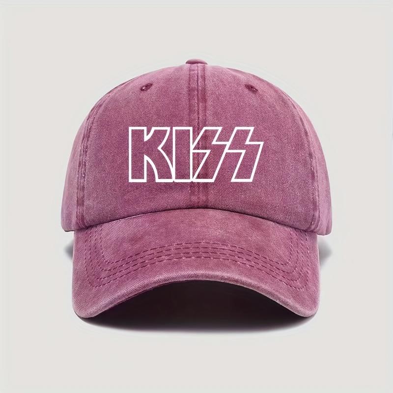 Бейсболка с принтом надписи KISS, унисекс, винтажная, регулируемая кепка тракера, подарок на День святого Валентина, повседневная уличная шляпа от солнца