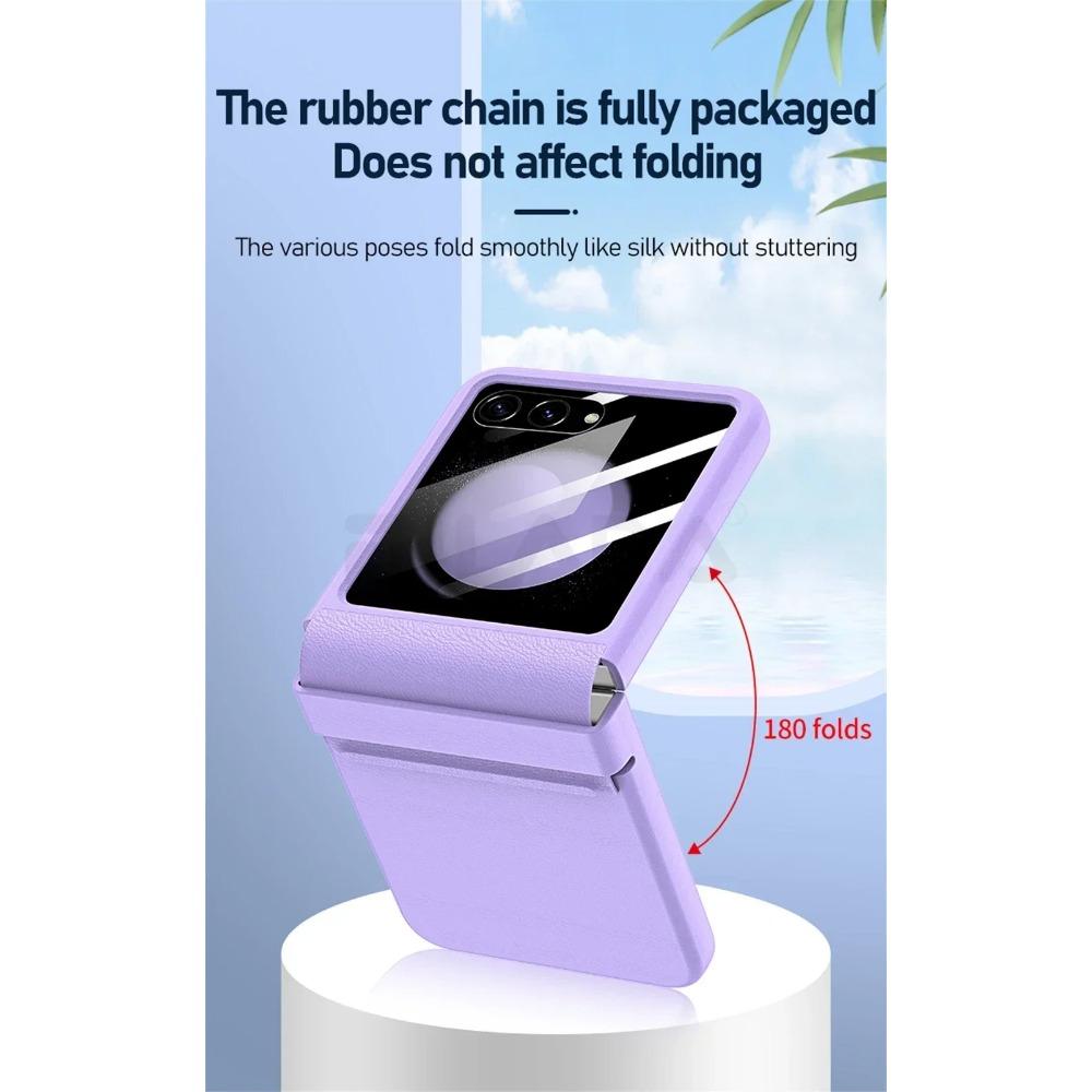 Роскошный матовый кожаный цветной шарнир для Samsung Galaxy Z Flip 6 5 5G чехол с зеркальной пленкой защитный складной противоударный полная защита