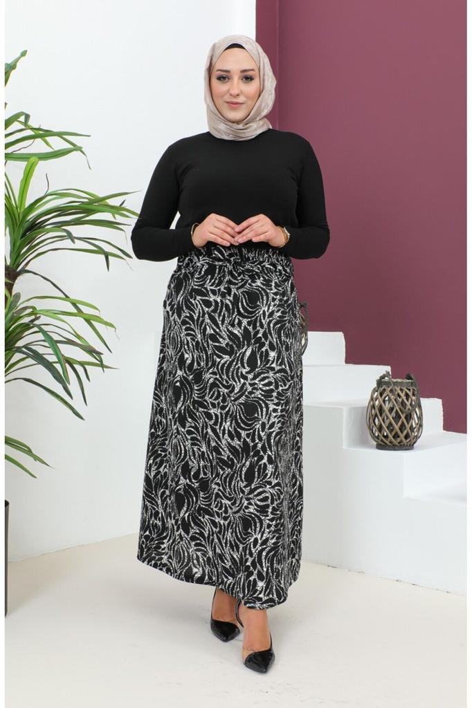 Женская стильная юбка большого размера с рисунком, расклешенная юбка с поясом