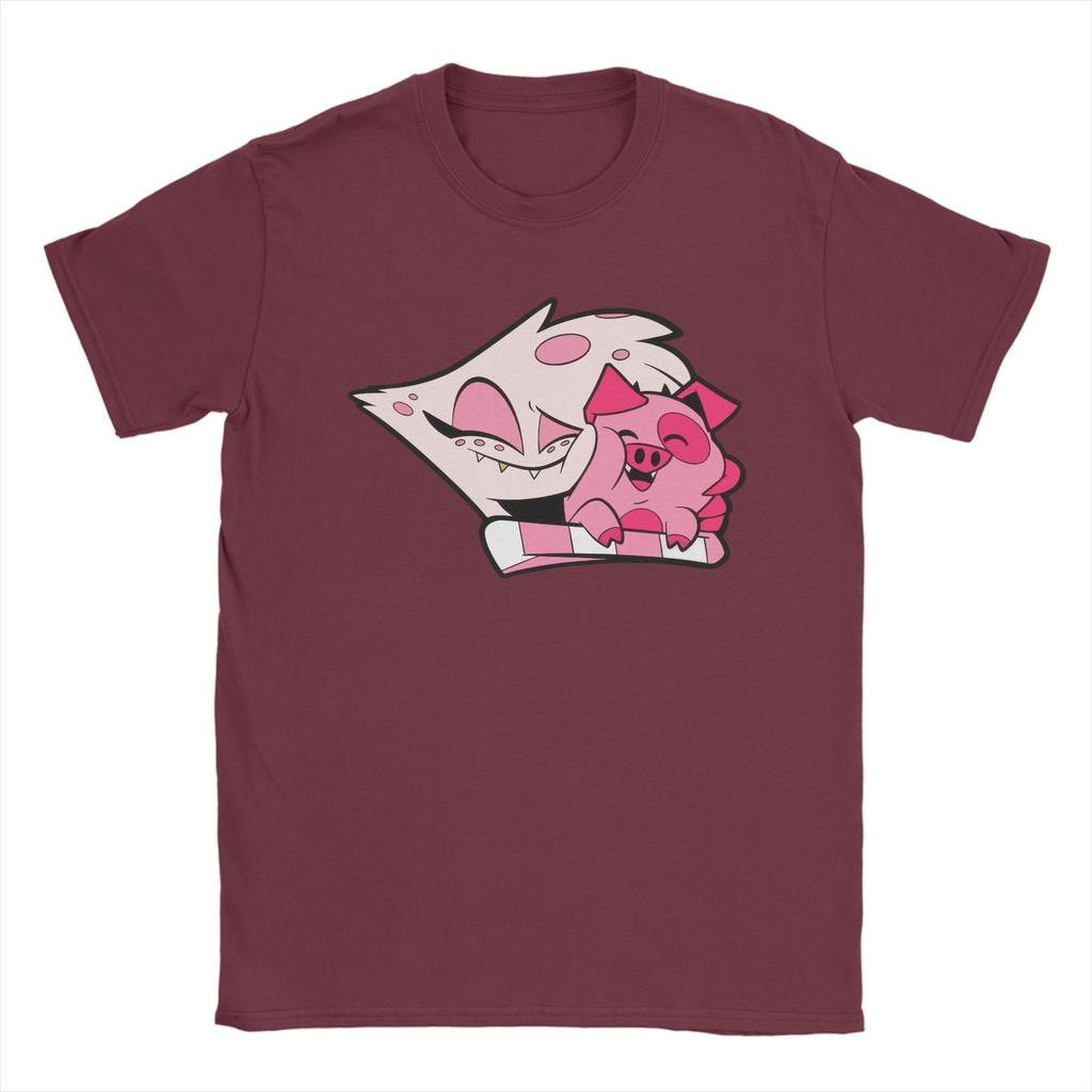 Angel Dust и Fat Nuggets Hazbins Hotels Мужские футболки Винтажные футболки Футболка с коротким рукавом и круглым вырезом Чистый хлопок Одежда больших размеров