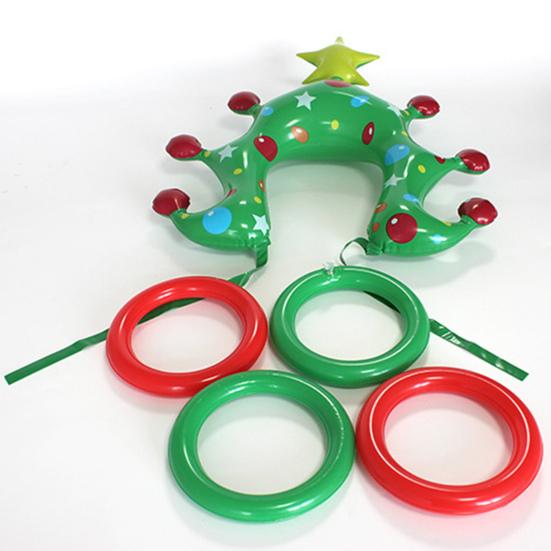 Christmas Party Inflatable Ring Toss Game Xmas Tree Shaped Headband Ring Toss Toy Holiday Party Favors for Adults And Kids