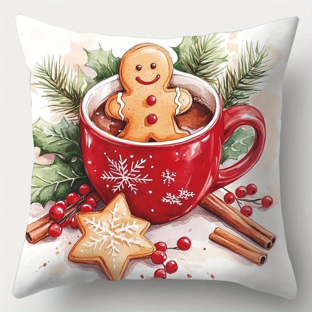 Рождественское украшение наволочка Пряничный снеговик машина Рождественская елка наволочка с принтом наволочка для диванной подушки украшение для дома