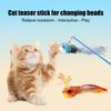 Cat Teaser Wand Replacement Plush Bird with Feathers And Bell Interactive Cat Toy Jingling Cat Teaser Stimulates Hunting Instincts for Kittens Chasing
