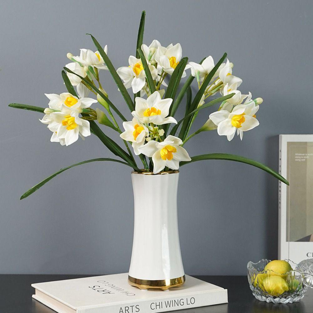 Искусственные цветы нарцисса Real Touch, искусственный букет из шелковых цветов, украшение для дома