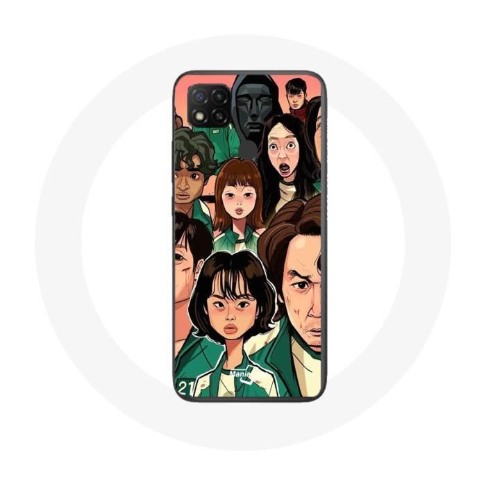Coque - MANIACASE - Xiaomi Redmi 9C - Souple - Blanc - Squid Game Affiche personnages Fanart