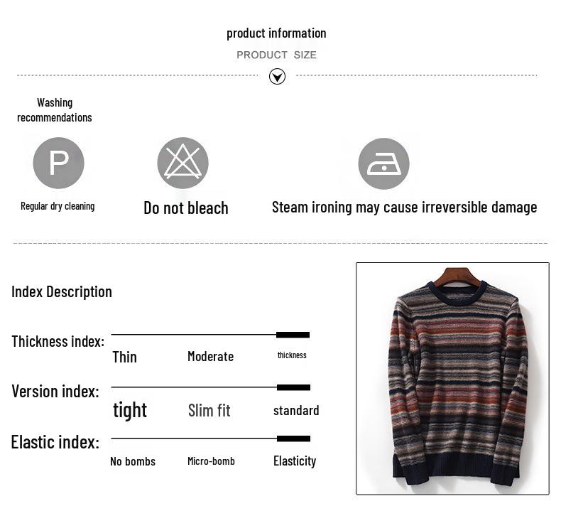 Men's Retro Striped Cashmere Sweater - 2022 Autumn/Winter Collection