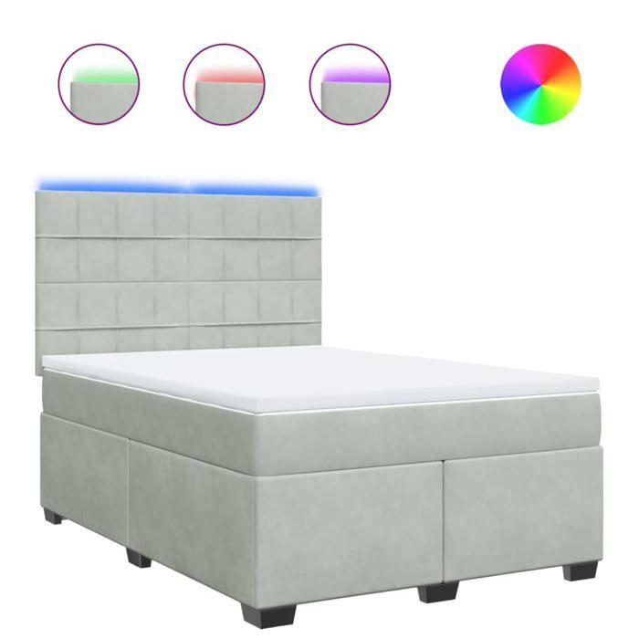 Maison Exclusive - Sommier à lattes de lit et matelas Gris clair 160x200cm Velours