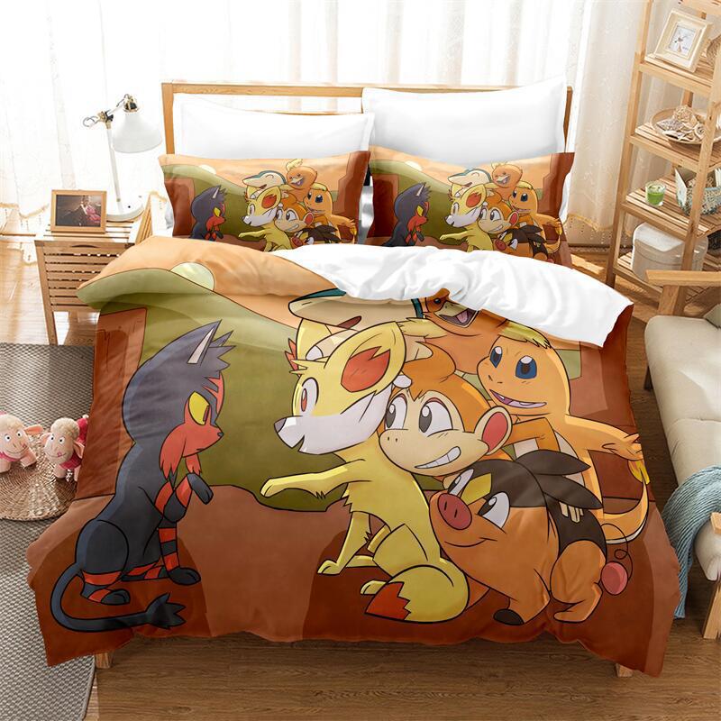 Cartoon Animation Digital Printing Bedding Quilt Cover Microfiber Polyester Cotton Three-Piece Set
