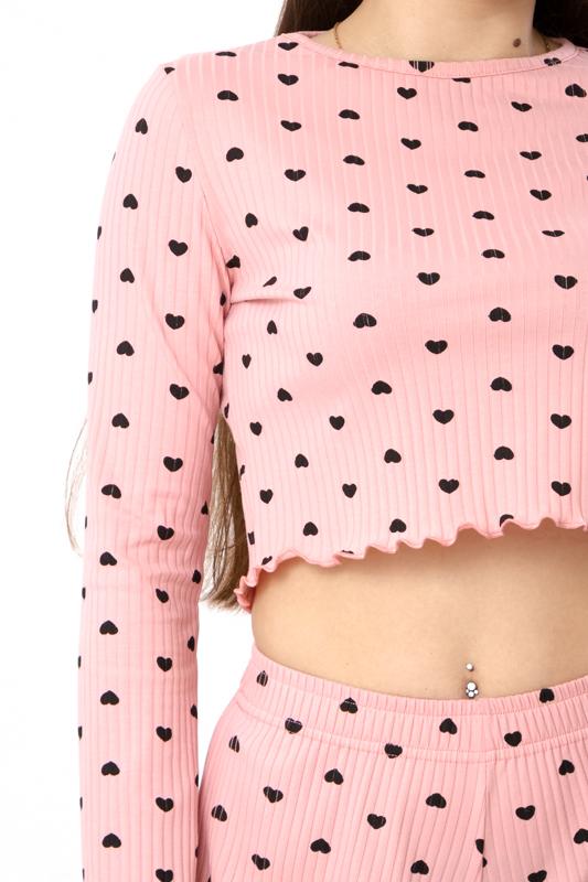 Women's Ribbed Loungewear Set with Crop Top and Shorts Summer 8448-097 HC