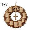Christmas Cross Wreath Christian Bible Verse Wreath, Pine Cones Decor, Religious Pastoral Thanksgiving Gifts Scripture for Front Door Wall Decor