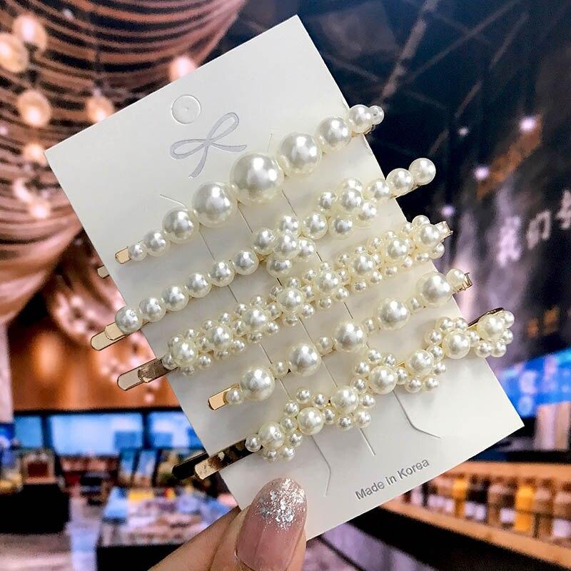 Новая корейская заколка для волос с жемчугом для женщин и девочек, заколка для волос с геометрическим рисунком, заколки с плетеным жемчугом, боковой зажим, головные уборы, модные аксессуары для волос
