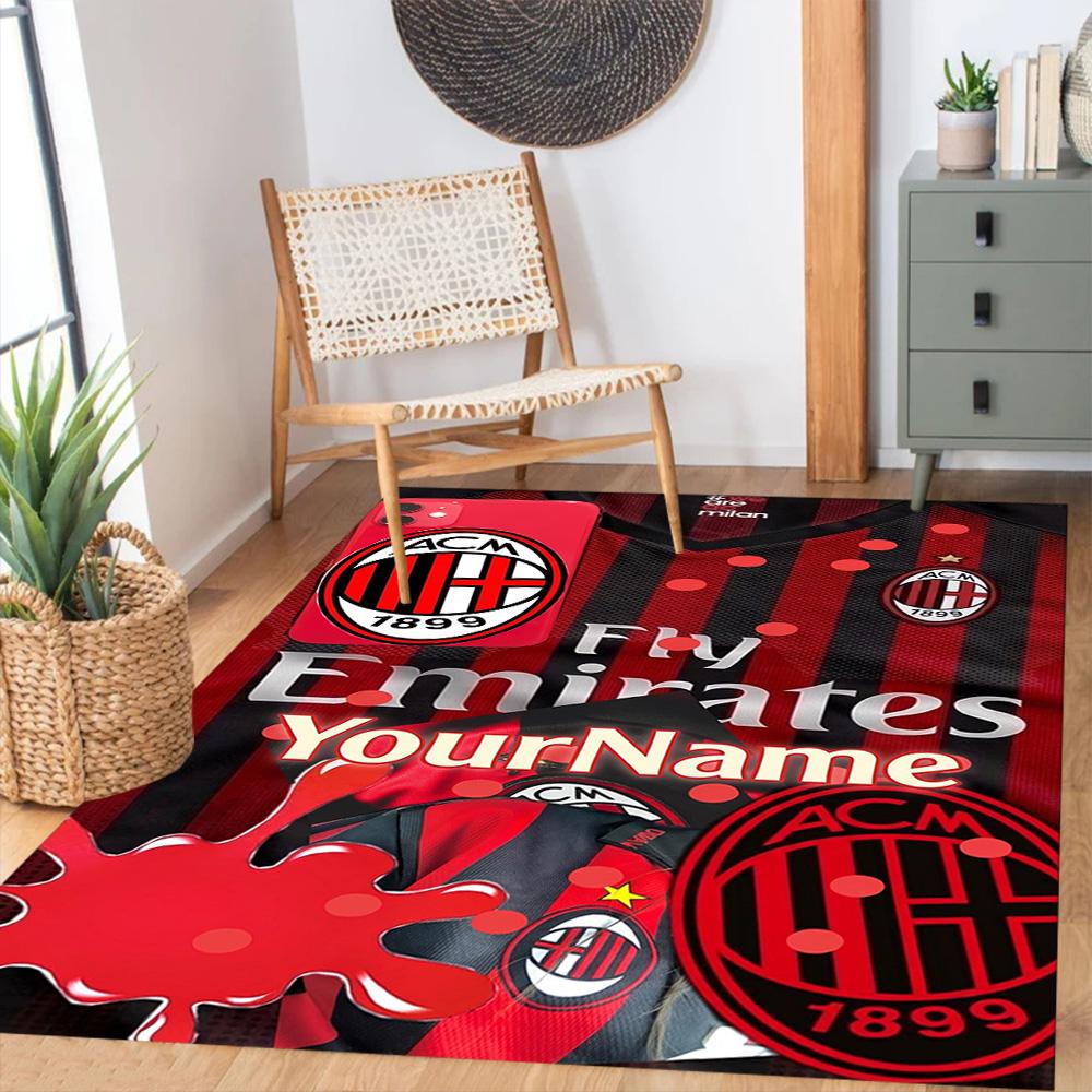 Ac Milan Customize Text Area Rug Suitable for Entryway Bedrooms Outdoor Study room Anti-slip Rug Office home decor Perfect Gift for Women/Men