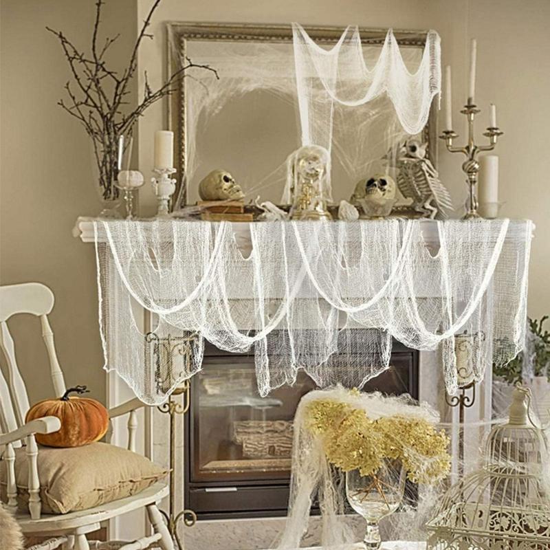 Черная марля на Хэллоуин, жуткая ткань, черная сетка, декор в виде паутины, реквизит для сцены, украшение для вечеринки в доме ужасов на Хэллоуин