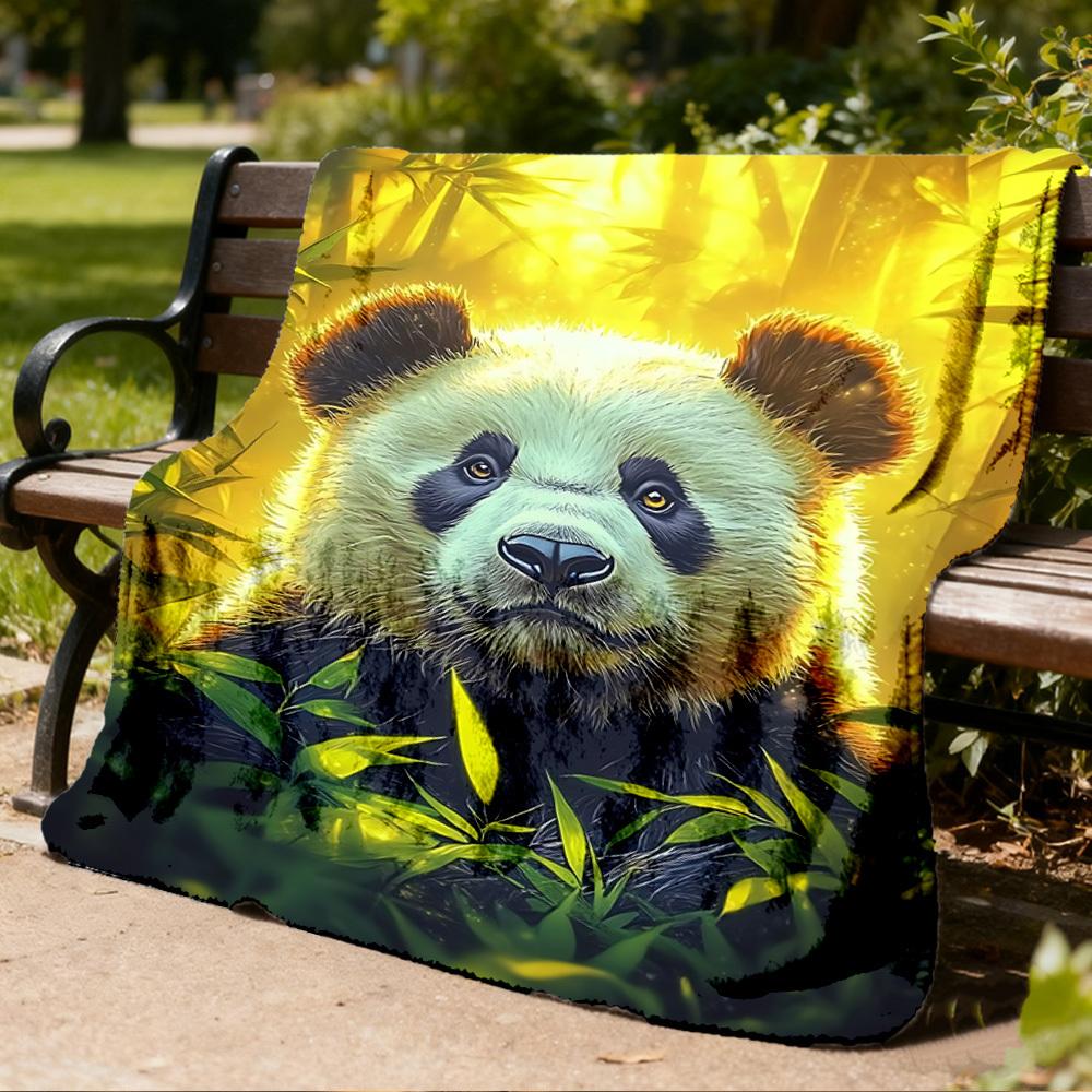 1pc Panda Bamboo Forest Outdoor Blanket - Soft Flannel Cozy for Travel & Camping - All-Season Warm Bed Cover, Machine Washable yy251229069