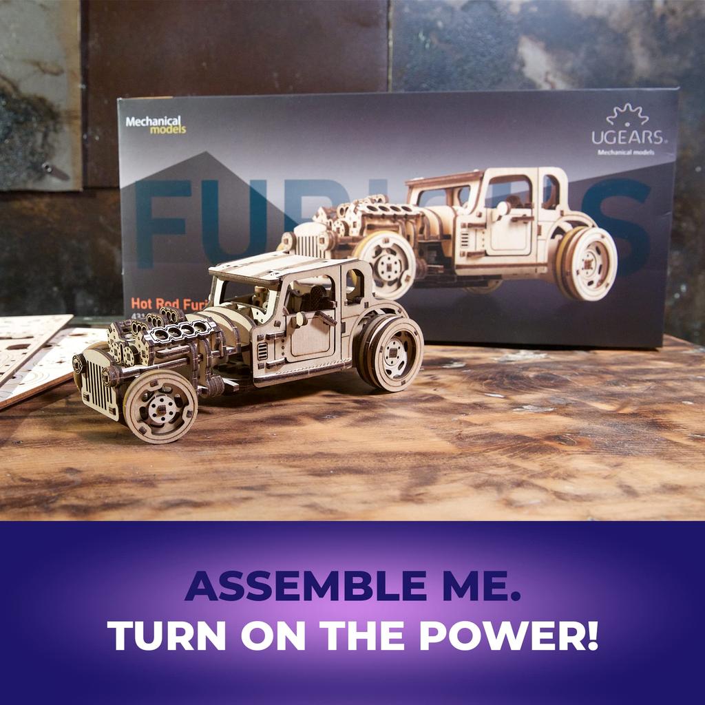 UGEARS Хот Род Яростная Мышь 70192 Деревянный Блок DIY Головоломка Сборка Воображение Креативность Игрушка Образовательная Деревянная Головоломка 3D Набор для Творчества Деревянный Набор Модели