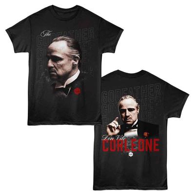 Godfather Repeat Text 2-Sided Print Black Adult Short Sleeve T-Shirt
