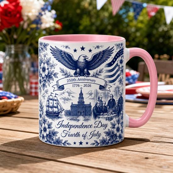 Ностальгия США 250-летний юбилей Синяя кружка, Патриотическая керамическая кофейная кружка с дизайном Орла и Флага, Подарок на День Независимости для Ветеранов Мужчин Женщин