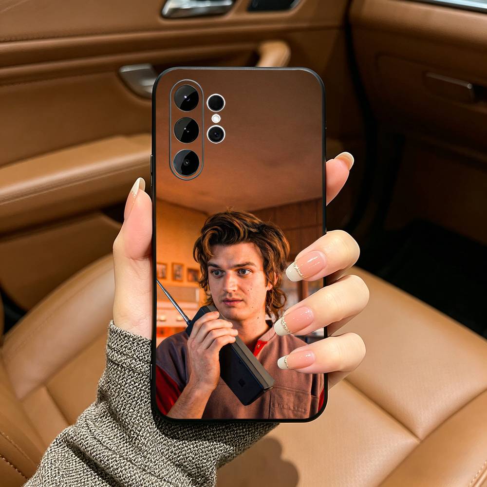 T-Trendy S-Steve H-Harrington Soft Silicone Case for Samsung S25, S24, S21, S22, S23, S30, Ultra, S20, Plus, FE, Lite-Black