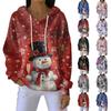 Women's Loose Comfortable Casual Fashion V-Neck Christmas Print Long Sleeve Hoodie