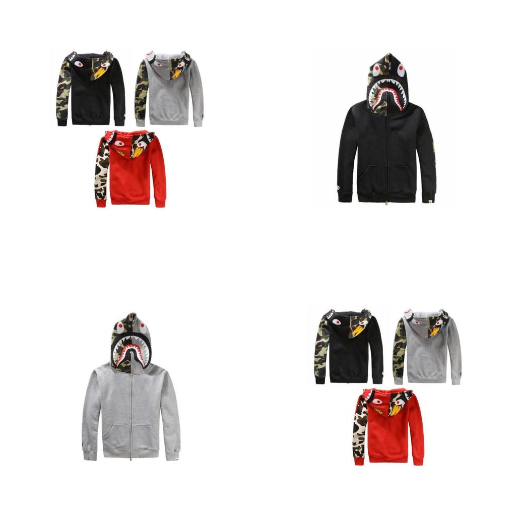 A Bathing Ape Толстовка с капюшоном Мужская Куртка-акула Камуфляж Свитшот V-образный вырез Куртка Черная Большой