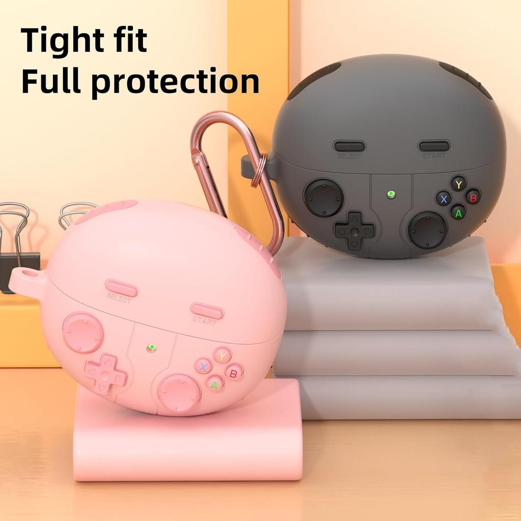 Suitable for FreeClip silicone case with keychain 3D cartoon game console anti-drop earphone case pink