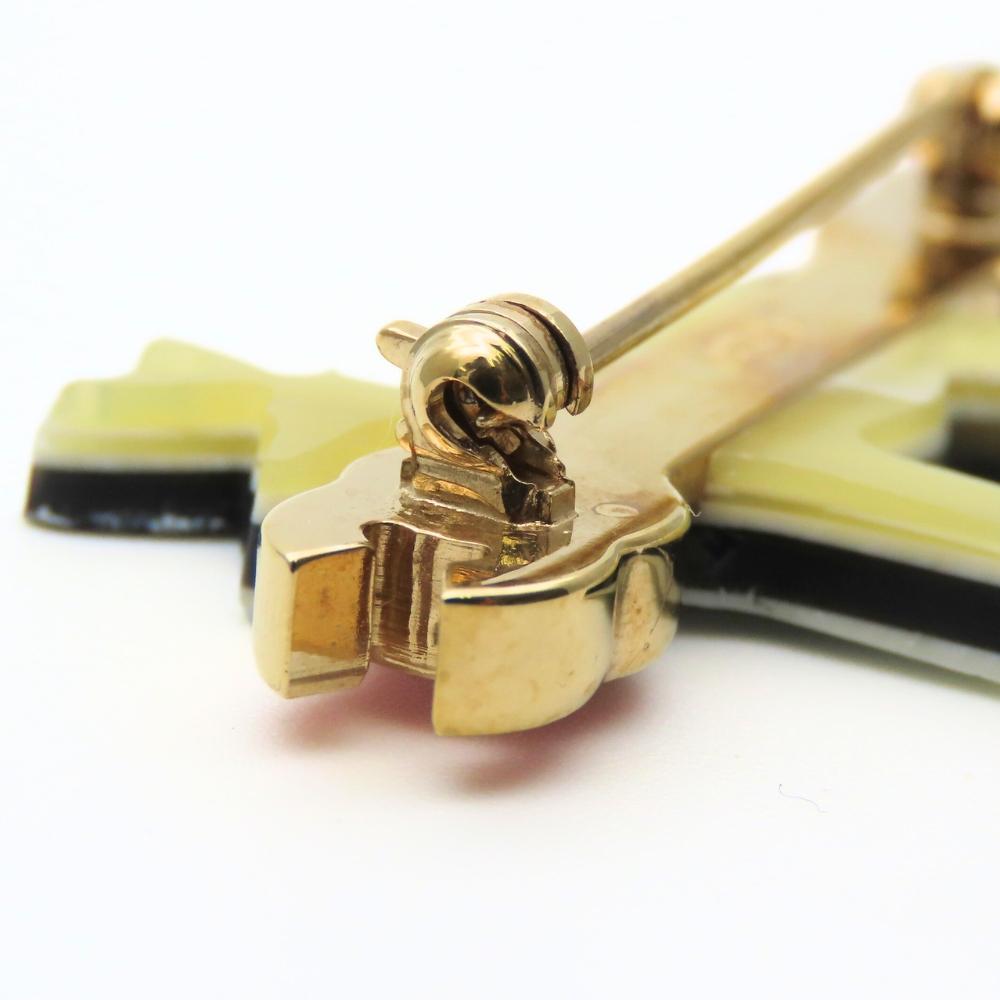 Used CHANEL Brooch metal 8.4g gold black reindeer