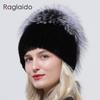 Новый стиль, шапка из натурального норкового меха, пушистая зимняя женская шапка из натурального лисьего меха, вязаная теплая шапка из натурального норкового меха, роскошная женская шапка