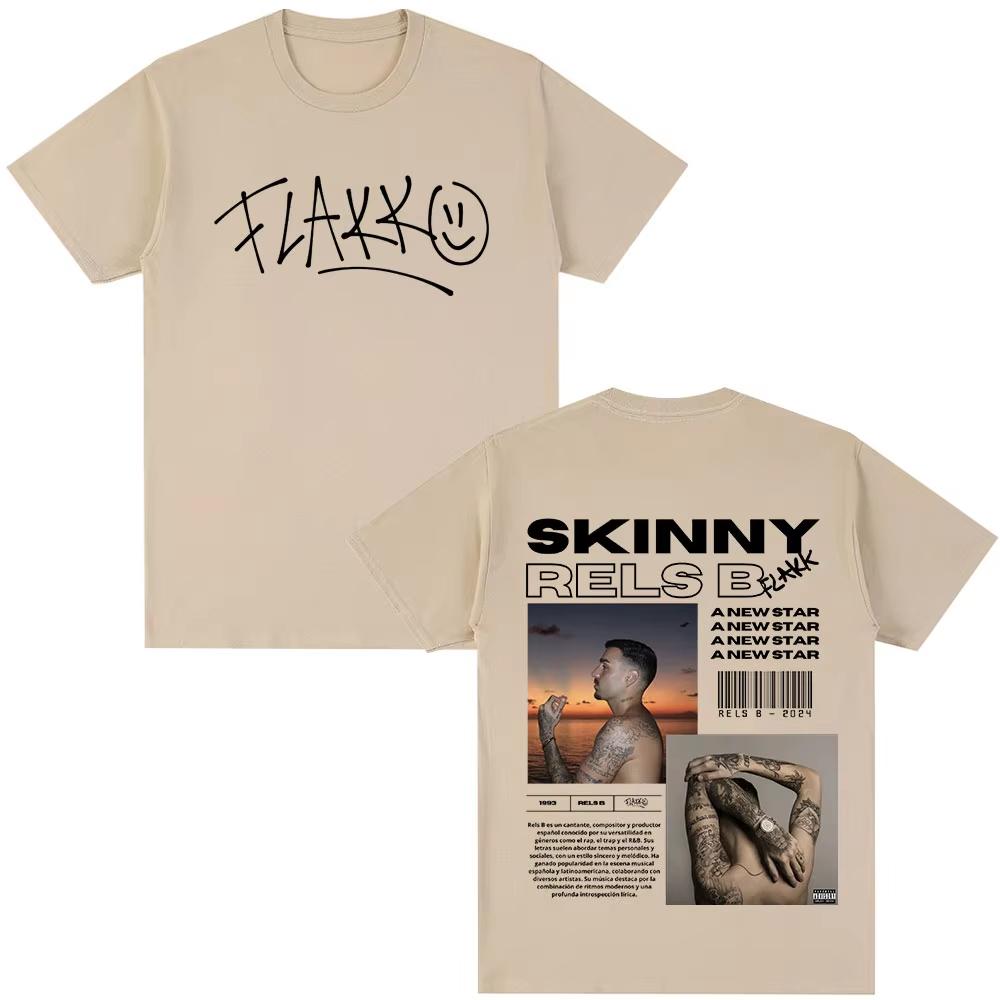 2026 Hip Hop Streetwear Oversized Tshirt Rapper RELS B Skinny Flakk A New Star Album Merch T-shirt Men Women Clothing Fashion Hip Hop T-shirt