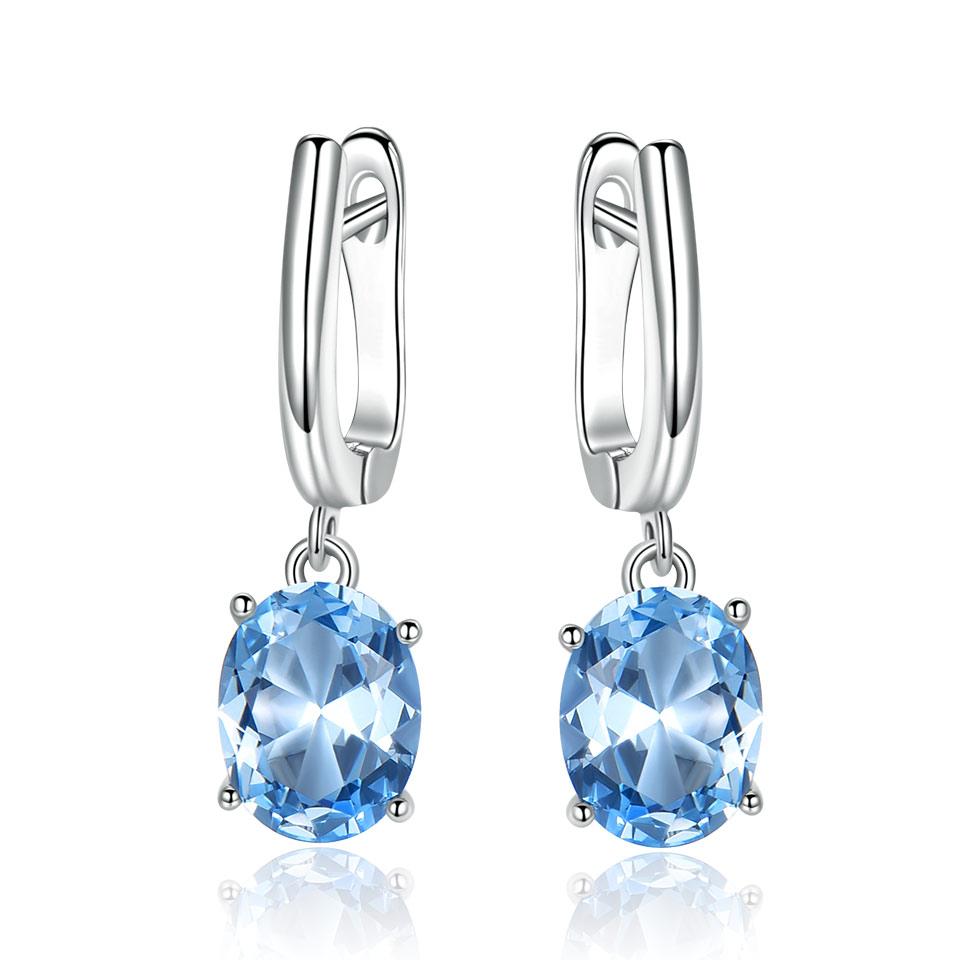 Овальные зеленые небесно-голубые кубические циркониевые серьги-подвески из серебра 925 пробы серьги-подвески для женщин