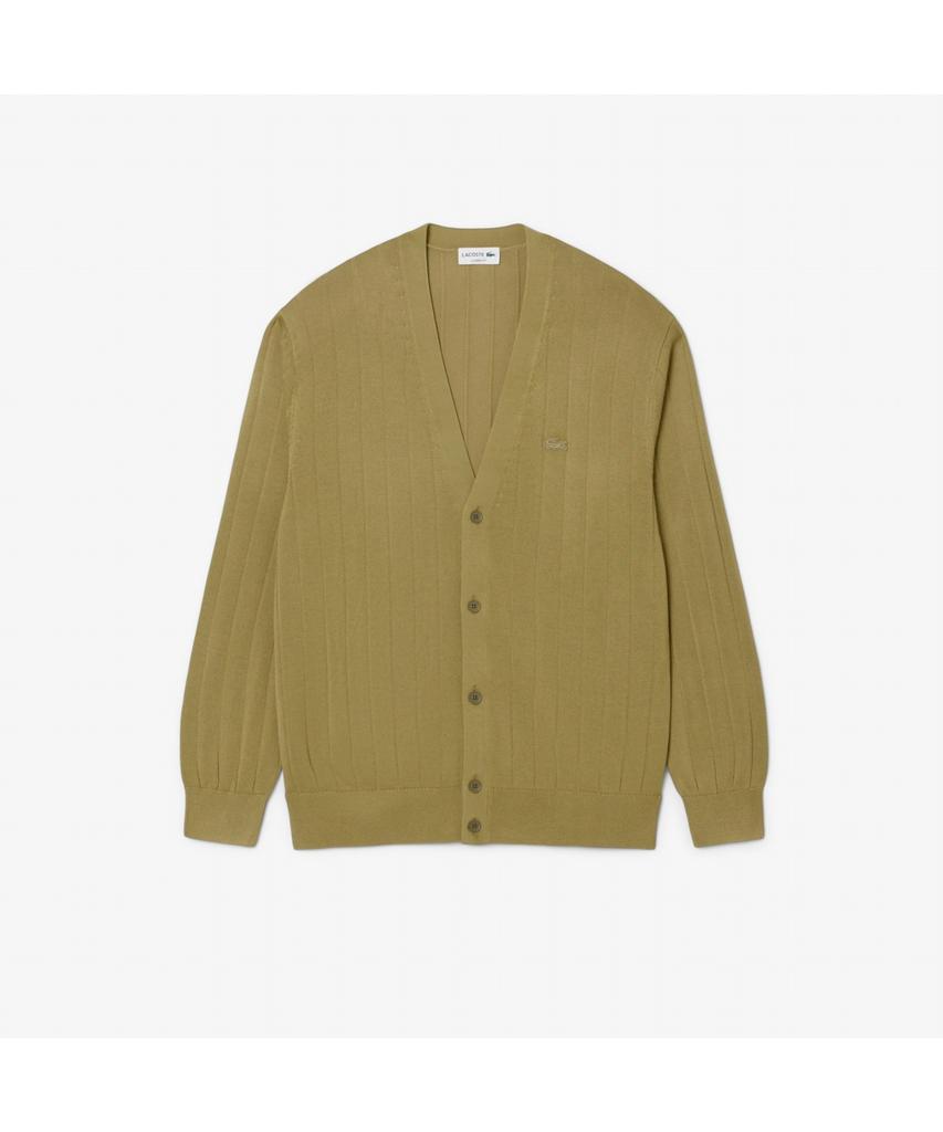 Мужской хлопковый в рубчик кардиган Lacoste Ah5338-55N E9F