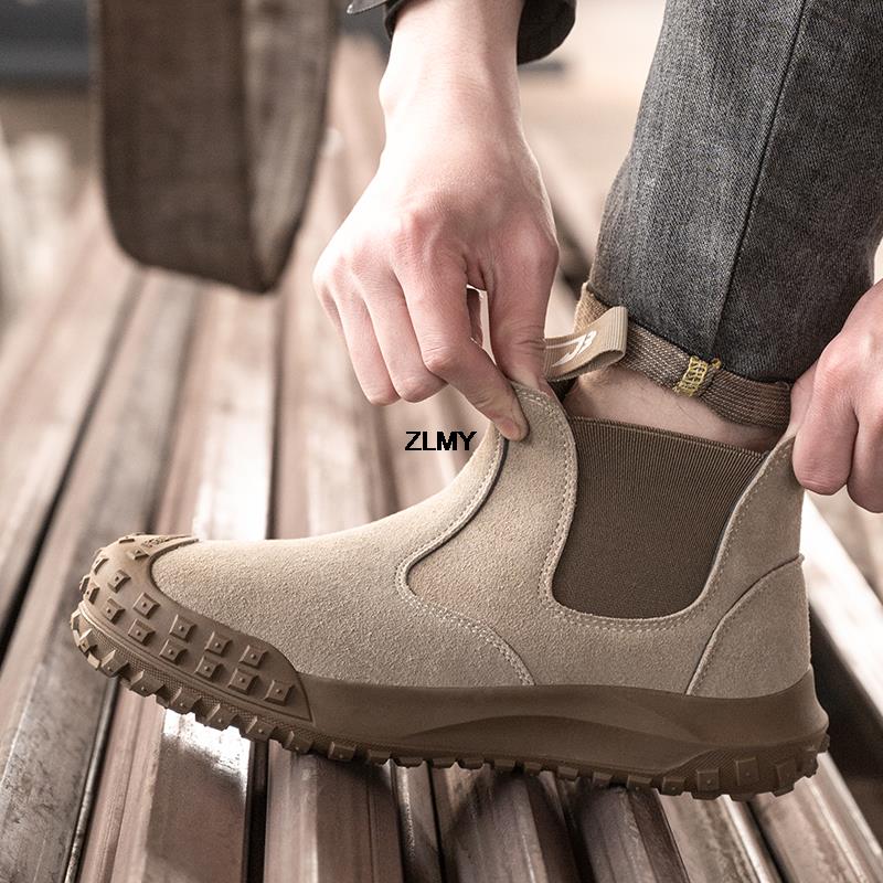Защитная обувь без шнуровки, мужская обувь для сварщиков со стальным носком, устойчивые к ударам, искробезопасные рабочие защитные ботинки, мужские строительные противоударные ботинки челси