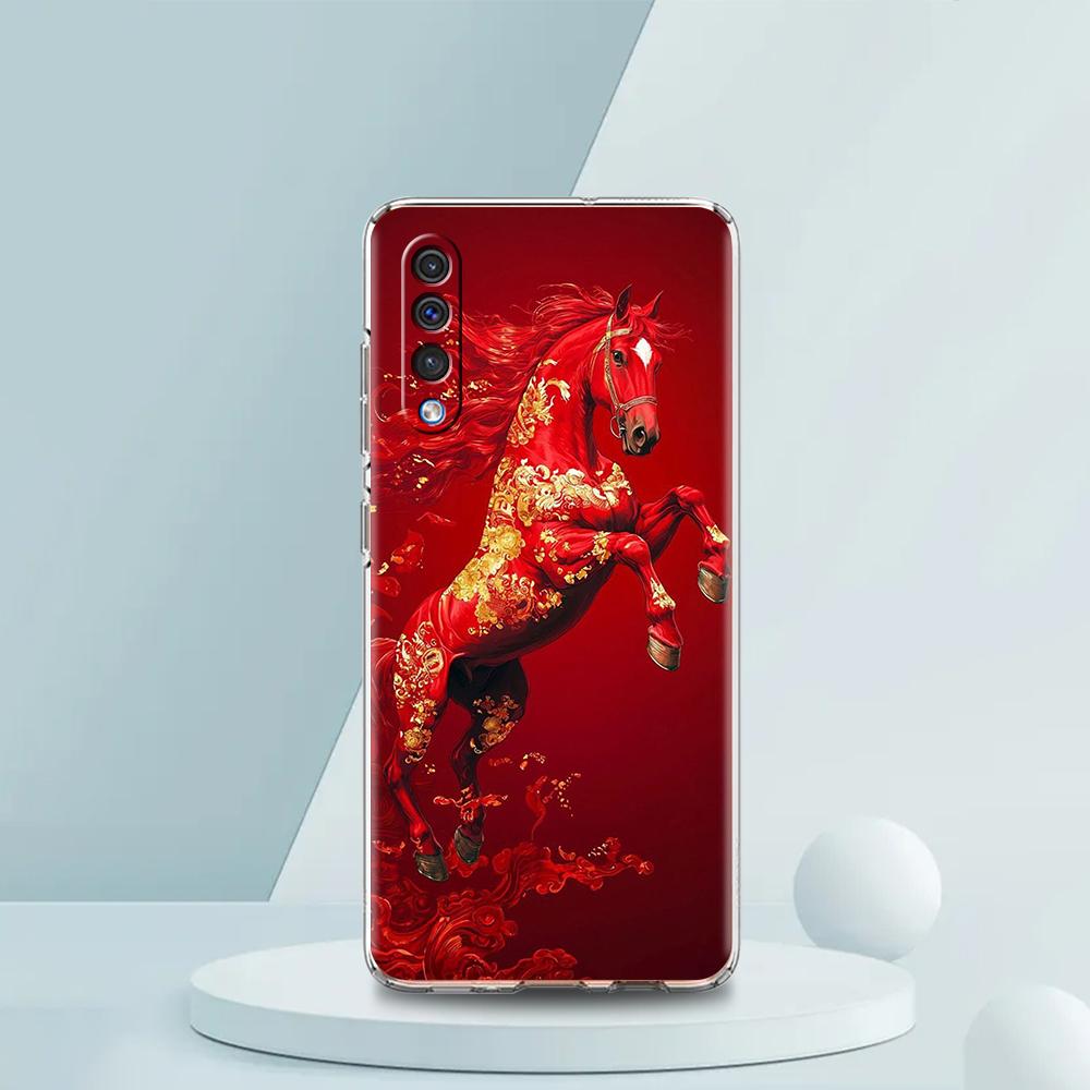Прозрачный чехол для телефона для Samsung Galaxy A16 A14 A12 A22 A24 A42 A02 A03S A06 A20 A30 A40 Мягкий чехол из ТПУ с рисунком лошади/животного