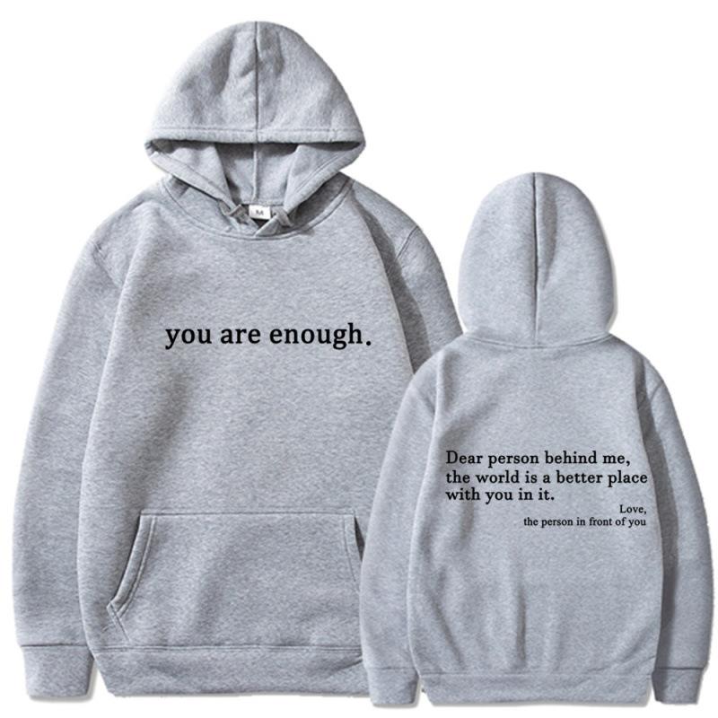 Men's and women's fleece sweater plain letter print pocket drawstring print hoodie
