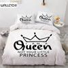 Letter Duvet Cover Set King Size Black Inspirational Words Twin Bedding Set Queen Crown Pattern Microfiber Quilt Cover for Girls
