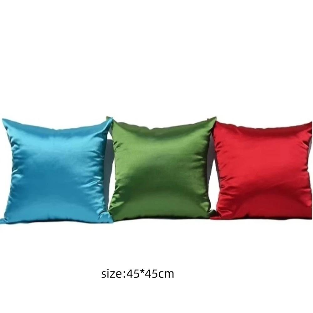 Candy Color Satin Cushion Cover Soft Solid Pillow Covers Imitated Silk Pillow Case for Sofa Chair