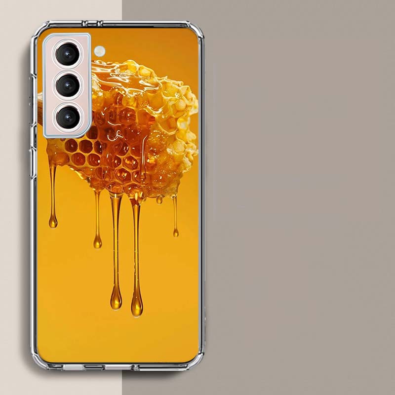 Golden Honey Dripping From Honeycomb Phone Case For Samsung Galaxy S25 Edge S24 S23 FE S21 S20 S10 Plus S22 S26 Ultra Cover Clea