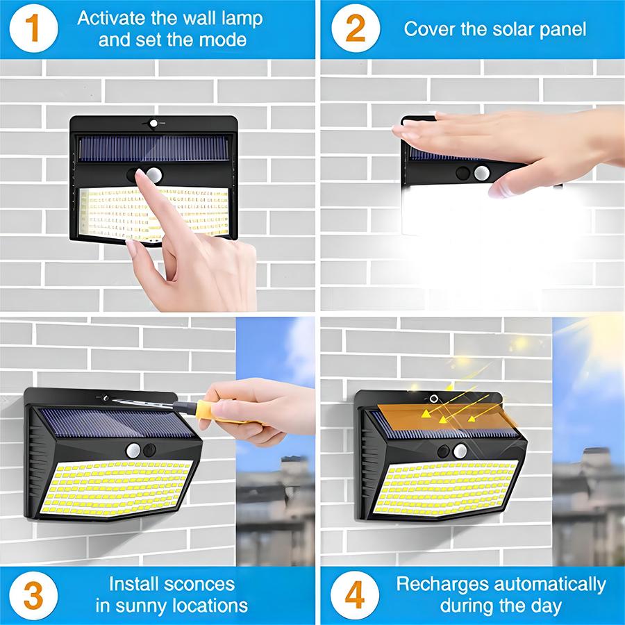 138/468/238 LED Solar Light Outdoor waterproof for garden Powered Sunlight street wall light security lighting 3 mode