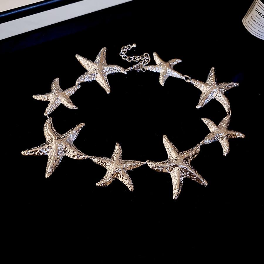 Набор металлических овальных серег и ожерелья высокого класса в европейском и американском стиле - Простая цепочка для ключицы для женщин