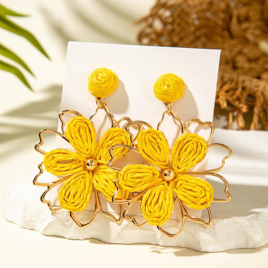 Серьги-подвески из свежей, нежной, красочной травы Лафита в виде плетеного цветка в стиле морского отпуска, универсальные, персонализированные серьги, ювелирные изделия