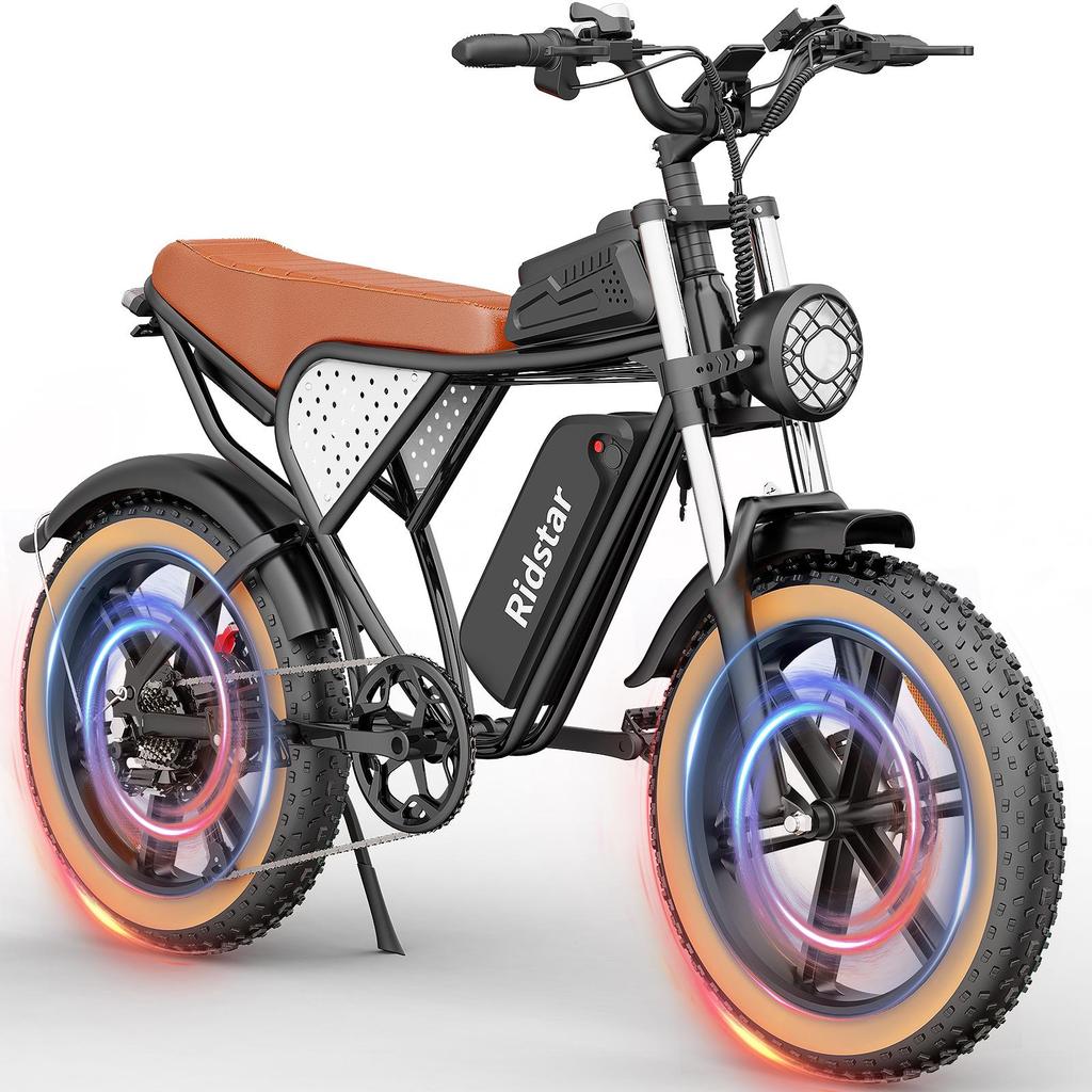 Ridstar Q20 1000 Вт мотор 48V20AH съемный аккумулятор 20 * 4,0-дюймовая интегрированная шина колеса 7-скоростной 45 км/ч коричневый городской дорожный электрический велосипед