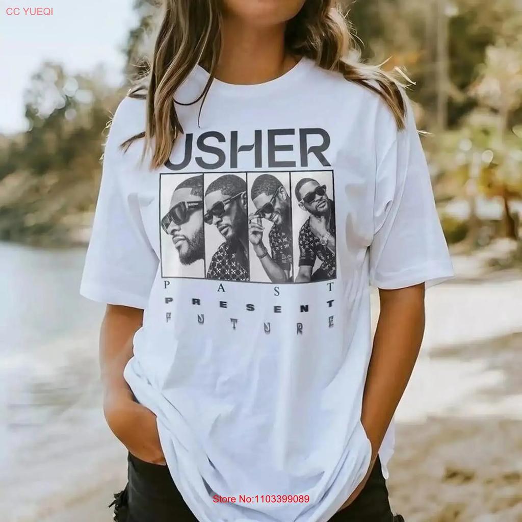 Usher World Shirt Past Present Future Tour T Vintage Versatile Unisex Soft Casual Stretched Graphic Fashion Comfortable